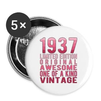 Edition limitée depuis 1937 Anniversaire Millésime 1937 - Lot de 5 grands badges (56 mm) - blanc - Devant