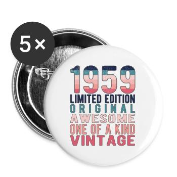 Limited Edition seit 1959 Geburtstag Vintage 1959 - Buttons groß 56 mm (5er Pack) - Weiß - Vorne