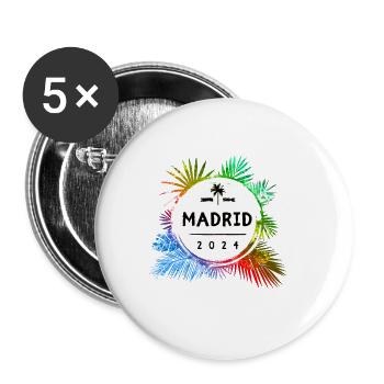 Madrid 2024 Bunt - Buttons groß 56 mm (5er Pack) - Weiß - Vorne
