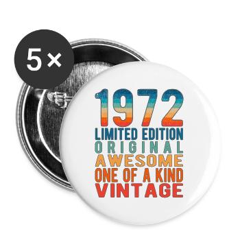 Limited Edition seit 1972 Geburtstag Vintage 1972 - Buttons groß 56 mm (5er Pack) - Weiß - Vorne