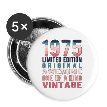 Edition limitée depuis 1975 Anniversaire Millésime 1975 - Lot de 5 grands badges (56 mm) - blanc - Devant