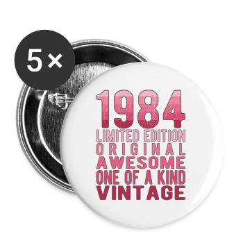 Limited Edition seit 1984 Geburtstag Vintage 1984 - Buttons groß 56 mm (5er Pack) - Weiß - Vorne