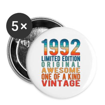 Limited Edition seit 1992 Geburtstag Vintage 1992 - Buttons groß 56 mm (5er Pack) - Weiß - Vorne