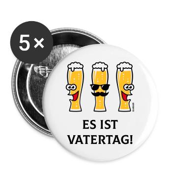 Es Ist Vatertag! (3 Biergläser / Bier / 3C) - Buttons groß 56 mm (5er Pack) - Weiß - Vorne