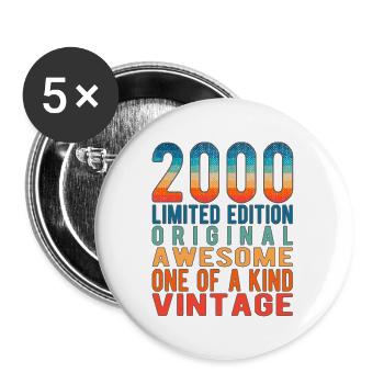 Limited Edition seit 2000 Geburtstag Vintage 2000 - Buttons groß 56 mm (5er Pack) - Weiß - Vorne