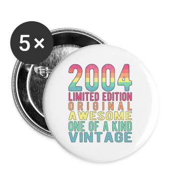 Limited Edition seit 2004 Geburtstag Vintage 2004 - Buttons groß 56 mm (5er Pack) - Weiß - Vorne