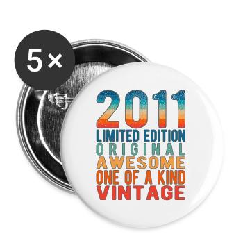 Limited Edition seit 2011 Geburtstag Vintage 2011 - Buttons groß 56 mm (5er Pack) - Weiß - Vorne