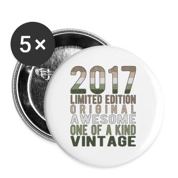 Edition limitée depuis 2017 Anniversaire Millésime 2017 - Lot de 5 grands badges (56 mm) - blanc - Devant