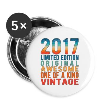 Edition limitée depuis 2017 Anniversaire Millésime 2017 - Lot de 5 grands badges (56 mm) - blanc - Devant