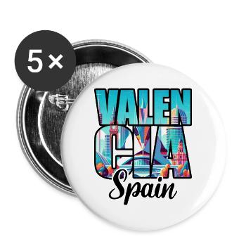 Travel Spain City Valencia - Buttons large 2.2''/56 mm (5-pack) - white - Front