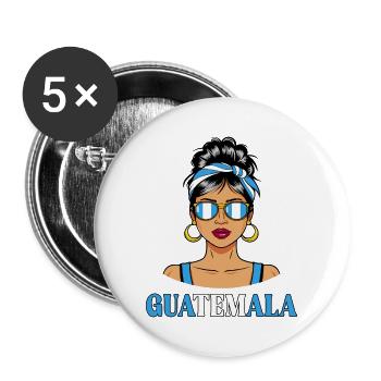 Guatemala Flagge Guatemaltekische Frauen - Buttons groß 56 mm (5er Pack) - Weiß - Vorne