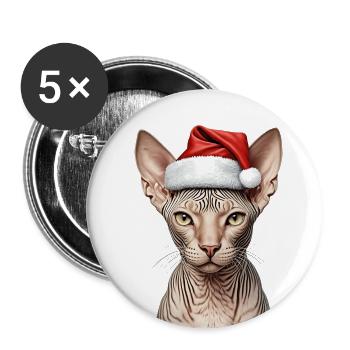 Weihnachts-Sphynx-Katze - Buttons groß 56 mm (5er Pack) - Weiß - Vorne