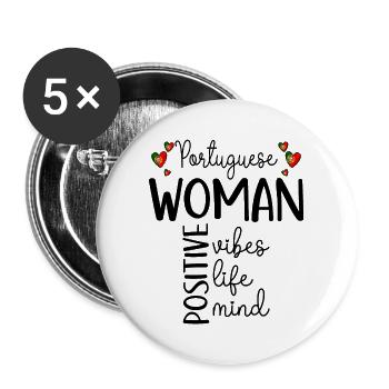 Fille Positive Femme Portugaise - Lot de 5 grands badges (56 mm) - blanc - Devant