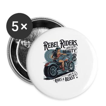 Rebel Riders Unleash The Rebel - Buttons groß 56 mm (5er Pack) - Weiß - Vorne