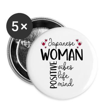 Fille Positive Femme Japonaise - Lot de 5 grands badges (56 mm) - blanc - Devant