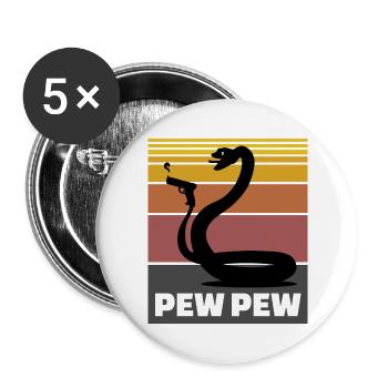 Schlange Pew Pew Geschenk - Buttons groß 56 mm (5er Pack) - Weiß - Vorne