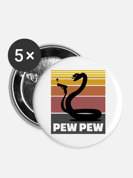 Schlange Pew Pew Geschenk - Buttons groß 56 mm (5er Pack) - Weiß