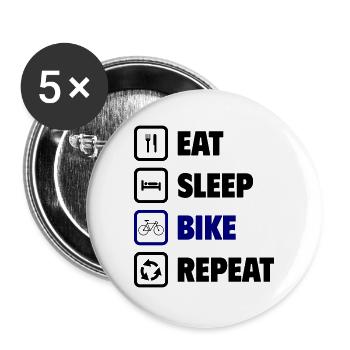 Eat, sleep, cycle, repeat - Buttons large 2.2''/56 mm (5-pack) - white - Front