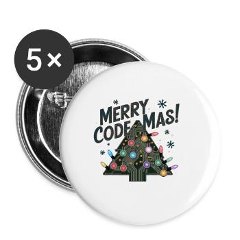 Christmas Merry Code Mas Festive Holidays - Buttons large 2.2''/56 mm (5-pack) - white - Front
