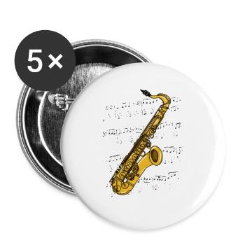 Saxophone Sax Player Saxophonist Jazz Musician - Buttons large 2.2''/56 mm (5-pack) - white - Front