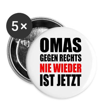 Omas gegen rechts - Buttons groß 56 mm (5er Pack) - Weiß - Vorne