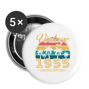 1955 Vintage Retro Geburtstagsgeschenk - Buttons groß 56 mm (5er Pack) - Weiß - Vorne