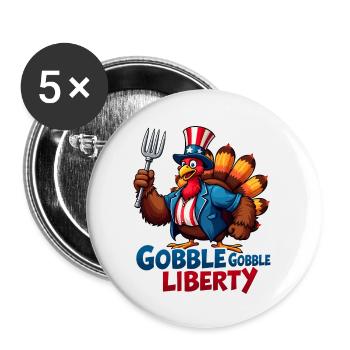 Gobble Gobble Liberty - Buttons groß 56 mm (5er Pack) - Weiß - Vorne