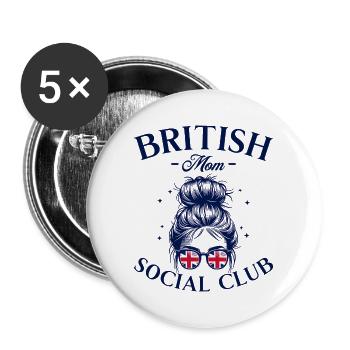 Mère Social Club Maman Britannique - Lot de 5 grands badges (56 mm) - blanc - Devant