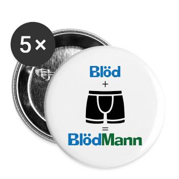 Blödmann Mann Idiot Geschenk provokant Spruch Idee - Buttons groß 56 mm (5er Pack) - Weiß - Vorne