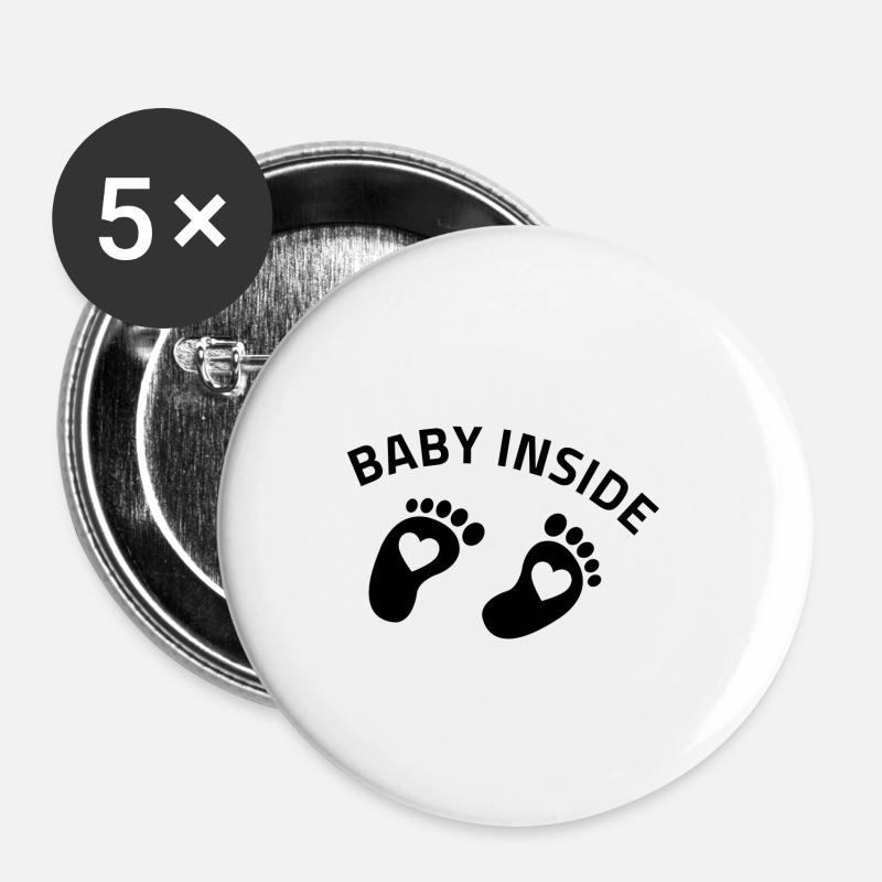 baby inside füßchen - Buttons groß 56 mm (5er Pack) - Weiß