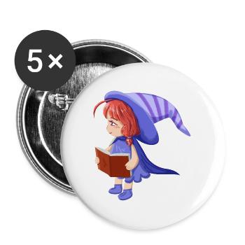 Magician girl - Buttons large 2.2''/56 mm (5-pack) - white - Front