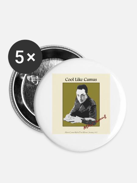 Be cool like Albert Camus! - Buttons large 2.2''/56 mm (5-pack) - white