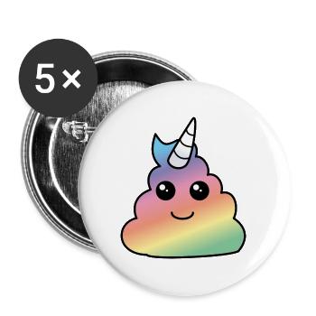 Einhorn Poop - Buttons groß 56 mm (5er Pack) - Weiß - Vorne