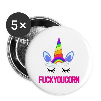 fuck you unicorn - Buttons large 2.2''/56 mm (5-pack) - white - Front