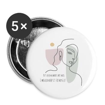 Abstract Lineart Saying Design with Woman - Buttons large 2.2''/56 mm (5-pack) - white - Front