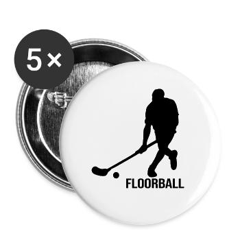 floorball floorball floorballteam floorball players - Buttons large 2.2''/56 mm (5-pack) - white - Front