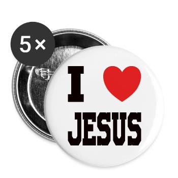 I Love Jesus Herz - Buttons groß 56 mm (5er Pack) - Weiß - Vorne