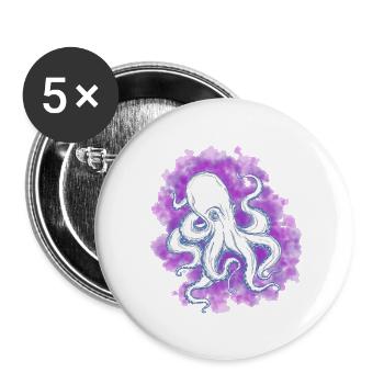 Oktopus - Buttons groß 56 mm (5er Pack) - Weiß - Vorne