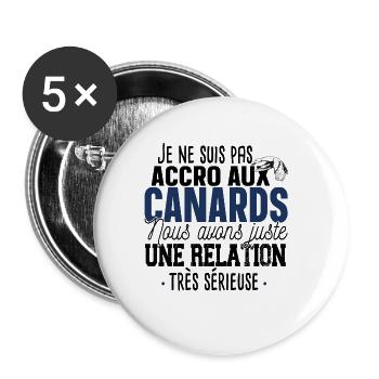 Canard Caneton Animal Cadeau Humour Chasseur - Lot de 5 grands badges (56 mm) - blanc - Devant