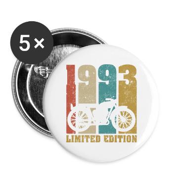 Vintage Moto 1993 Rétro Cadeau D'anniversaire - Lot de 5 grands badges (56 mm) - blanc - Devant
