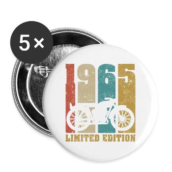 Vintage Moto 1965 Rétro Cadeau D'anniversaire - Lot de 5 grands badges (56 mm) - blanc - Devant