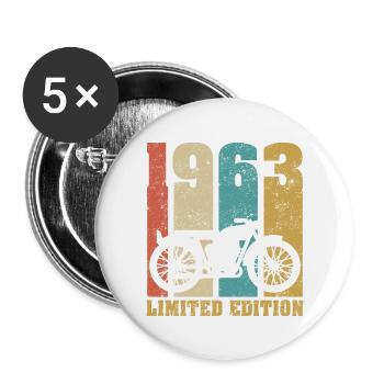Vintage Moto 1963 Rétro Cadeau D'anniversaire - Lot de 5 grands badges (56 mm) - blanc - Devant