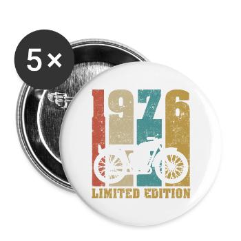 Vintage Moto 1976 Rétro Cadeau D'anniversaire - Lot de 5 grands badges (56 mm) - blanc - Devant