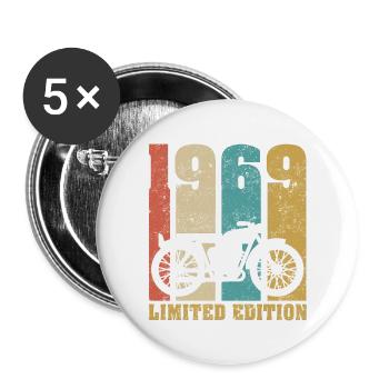Vintage Moto 1969 Rétro Cadeau D'anniversaire - Lot de 5 grands badges (56 mm) - blanc - Devant