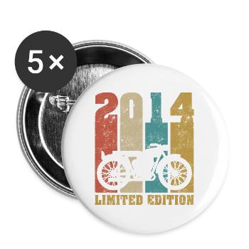 Vintage Moto 2014 Rétro Cadeau D'anniversaire - Lot de 5 grands badges (56 mm) - blanc - Devant