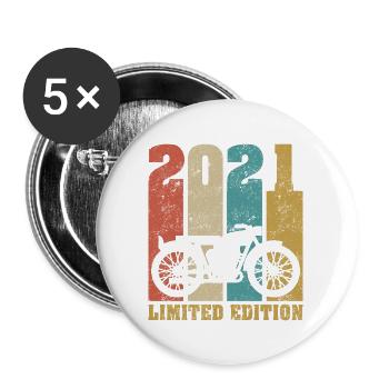 Vintage Motorrad 2021 Retro Geburtstagsgeschenk - Buttons groß 56 mm (5er Pack) - Weiß - Vorne
