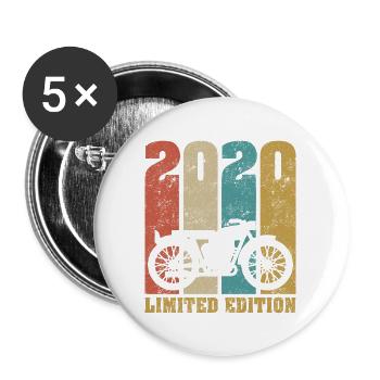 Vintage Moto 2020 Rétro Cadeau D'anniversaire - Lot de 5 grands badges (56 mm) - blanc - Devant