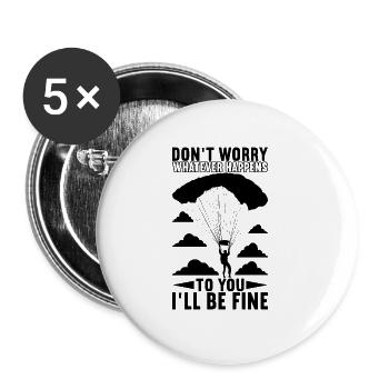 Parachute Parachutist - Buttons large 2.2''/56 mm (5-pack) - white - Front