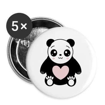 Heart Panda Bear Valentine's Day Gifts Valentine's Day - Buttons large 2.2''/56 mm (5-pack) - white - Front