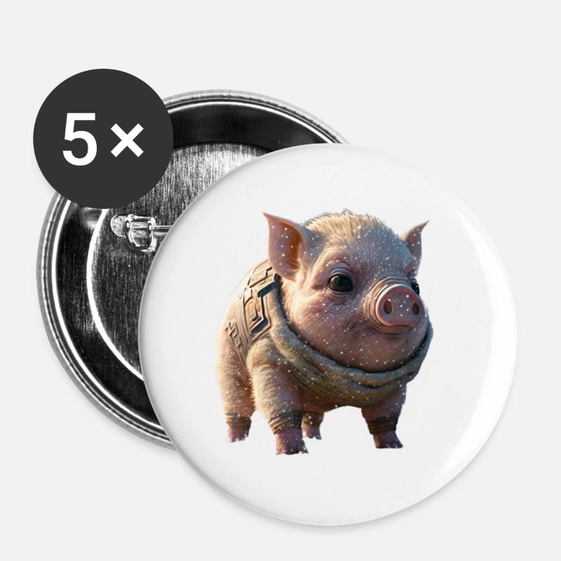 Sweet Space Pig - Buttons large 2.2''/56 mm (5-pack) - white